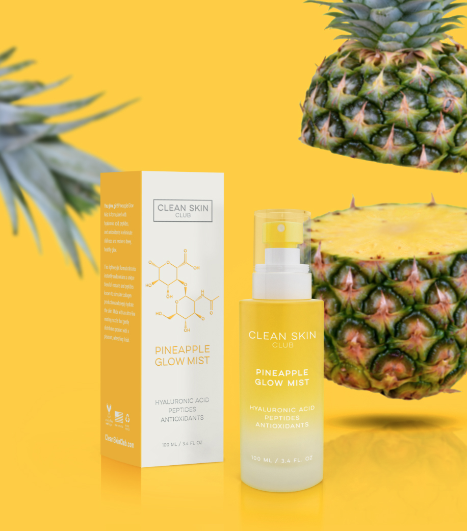 Clean Skin Club Pineapple Glow Mist, Hyaluronic Acid + Peptides, Papaya +  Coconut Extracts, Hydrating & Fortifying Face Spray